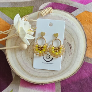 Boucles d'oreilles Diamante en perles de verre jaune (1)