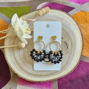 Boucles d'oreilles Diamante en perles de verre noir (1)