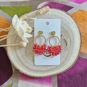 Boucles d'oreilles Diamante en perles de verre rouge (1)