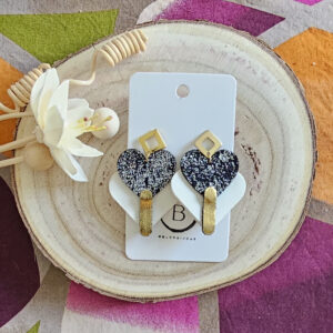 Boucles d'oreilles Diva en cuir blanc noir