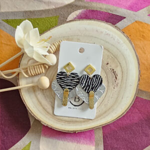 Boucles d'oreilles Diva en cuir noir argent