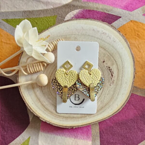 Boucles d'oreilles Diva en cuir jaune doré (1)