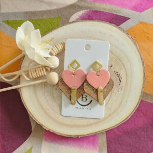 Boucles d'oreilles Diva en cuir rose multicolore (1)