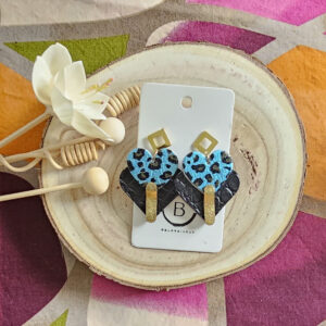 Boucles d'oreilles Diva en cuir bleu noir