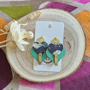 Boucles d'oreilles Diva en cuir vert (1)