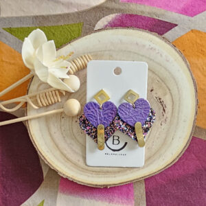 Boucles d'oreilles Diva en cuir violet multicolore (1)