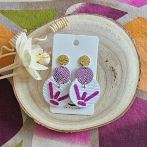Boucles d'oreilles Eclipse en cuir lilas fuschia (1)