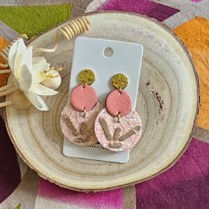 Boucles d'oreilles Eclipse en cuir rose rose poudré (1)