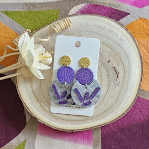 Boucles d'oreilles Eclipse en cuir violet multicolore (1)