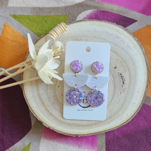 Boucles d'oreilles Fleurette en cuir lilas (1)