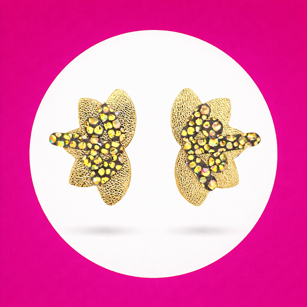 Boucles d'oreilles Flore en cuir doré multicolore (2)
