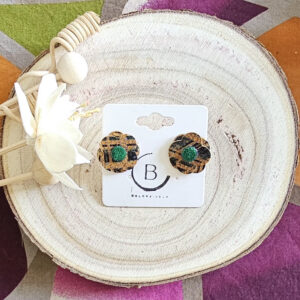 Boucles d'oreilles Flower en cuir orange vert (1)