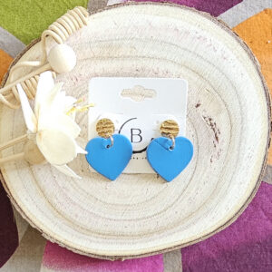 Boucles d'oreilles Girly en cuir bleu (1)