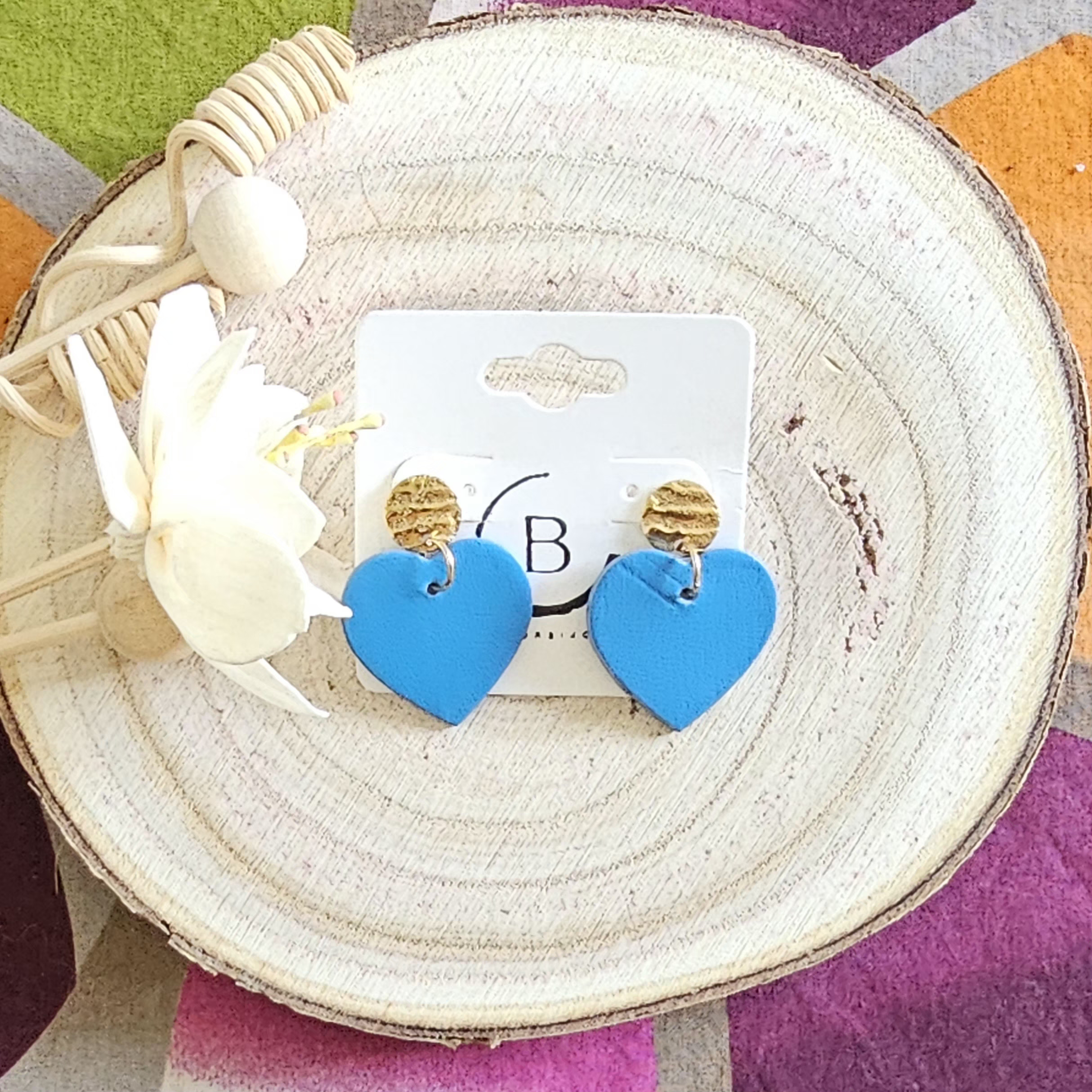 Boucles d'oreilles Girly en cuir bleu (1)