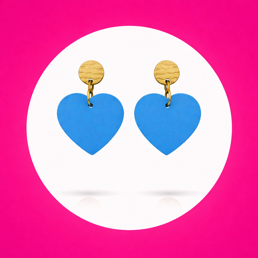 Boucles d'oreilles Girly en cuir bleu (1)