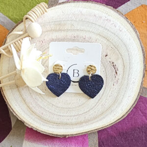 Boucles d'oreilles Girly en cuir bleu foncé (1)
