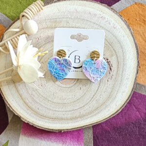 Boucles d'oreilles Girly en cuir bleu fuchsia (1)
