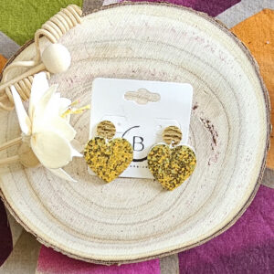 Boucles d'oreilles Girly en cuir doré pailleté (1)