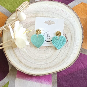 Boucles d'oreilles Girly en cuir turquoise (1)