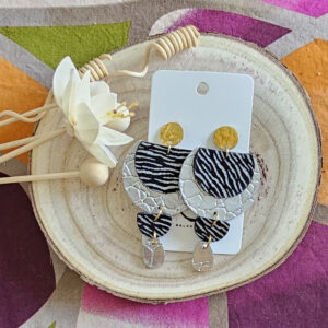 Boucles d'oreilles Glow en cuir argent noir (1)