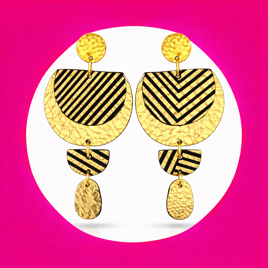 Boucles d'oreilles Glow en cuir doré (2)