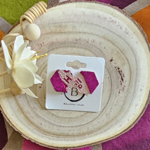 Boucles d'oreilles Jasmin en cuir rose fuchsia (1)