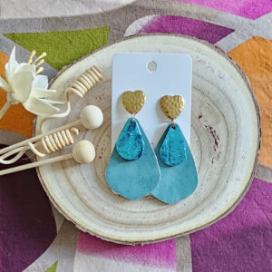 Boucles d'oreilles June cuir turquoise (1)