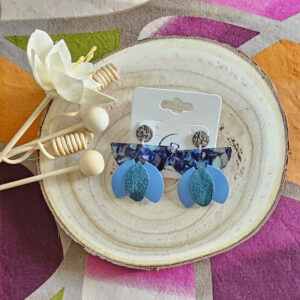Boucles d'oreilles Lili en cuir bleu turquoise (1)
