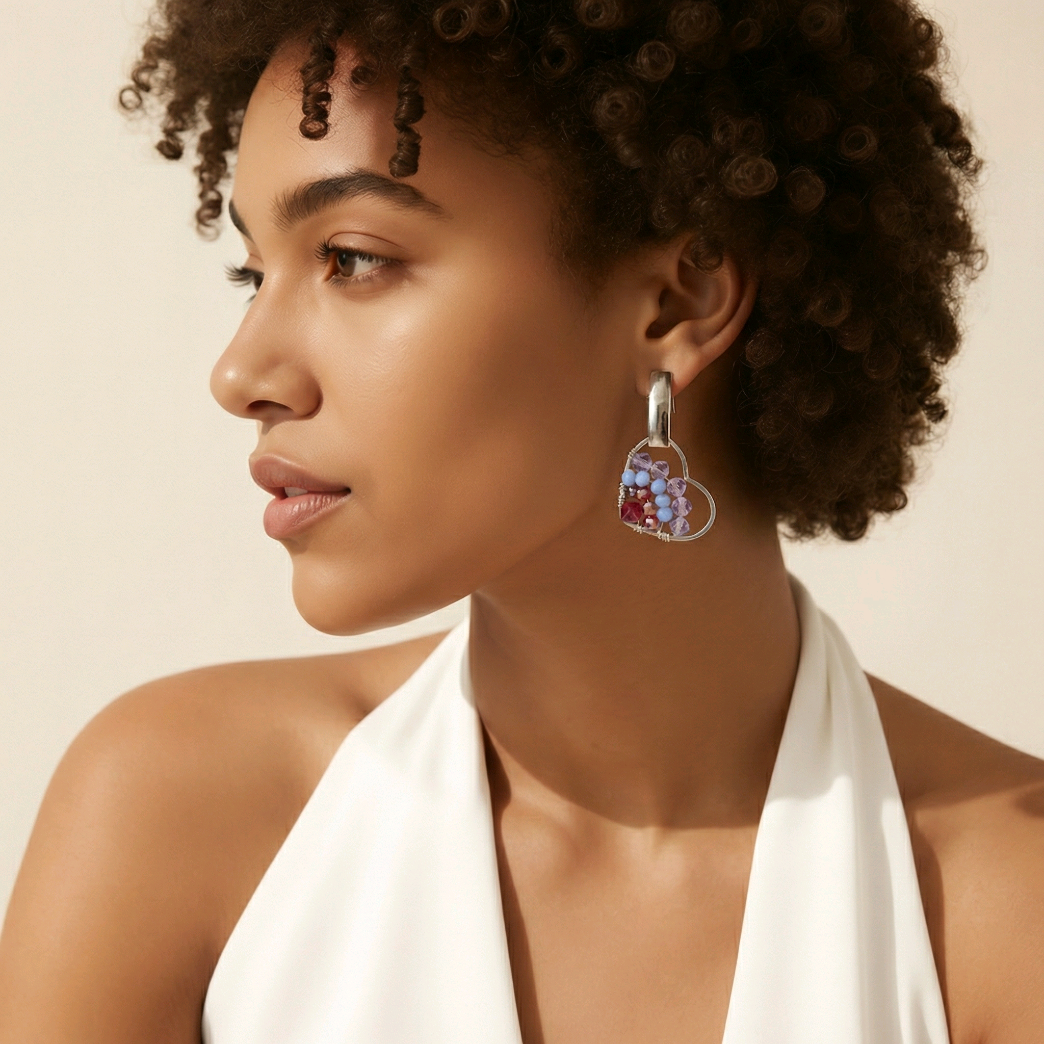 Boucles d'oreilles Lovely en perles de verre bleu (1)