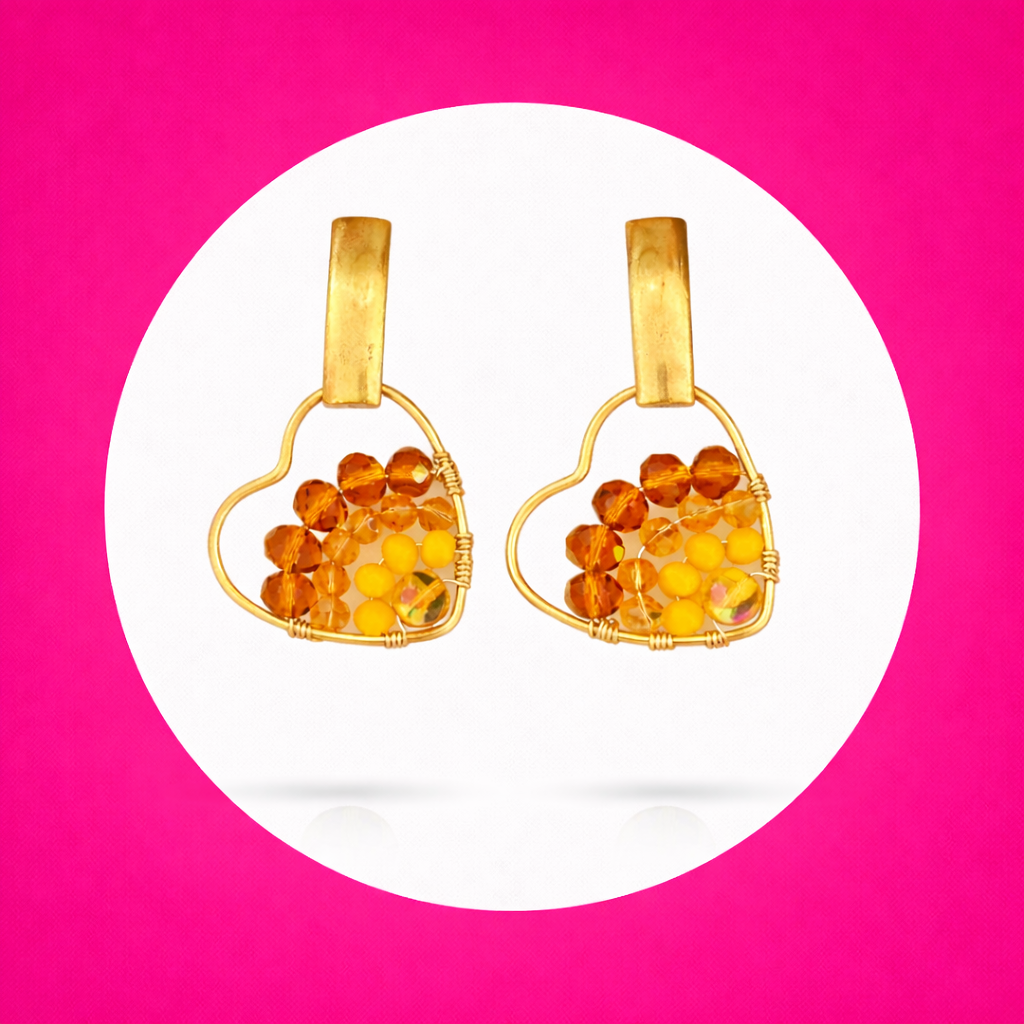 Boucles d'oreilles Lovely en perles de verre jaune (1)