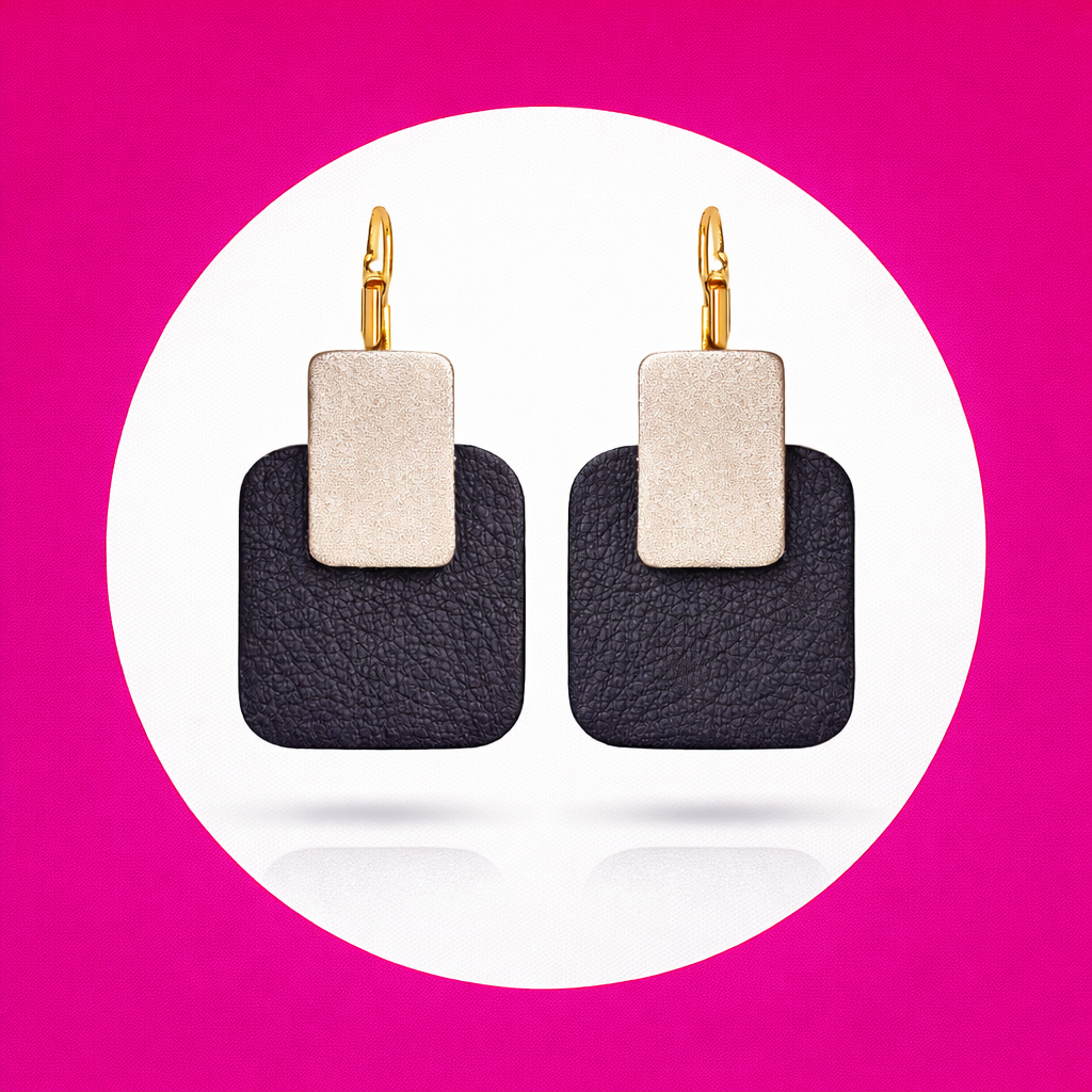Boucles doreilles Lucy en cuir beige marron (2)