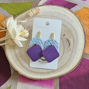 Boucles d'oreilles Luna en cuir multicolore violet (1)