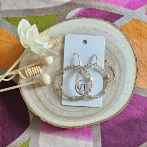 Boucles d'oreilles Mandala en perles de verre abricot (1)