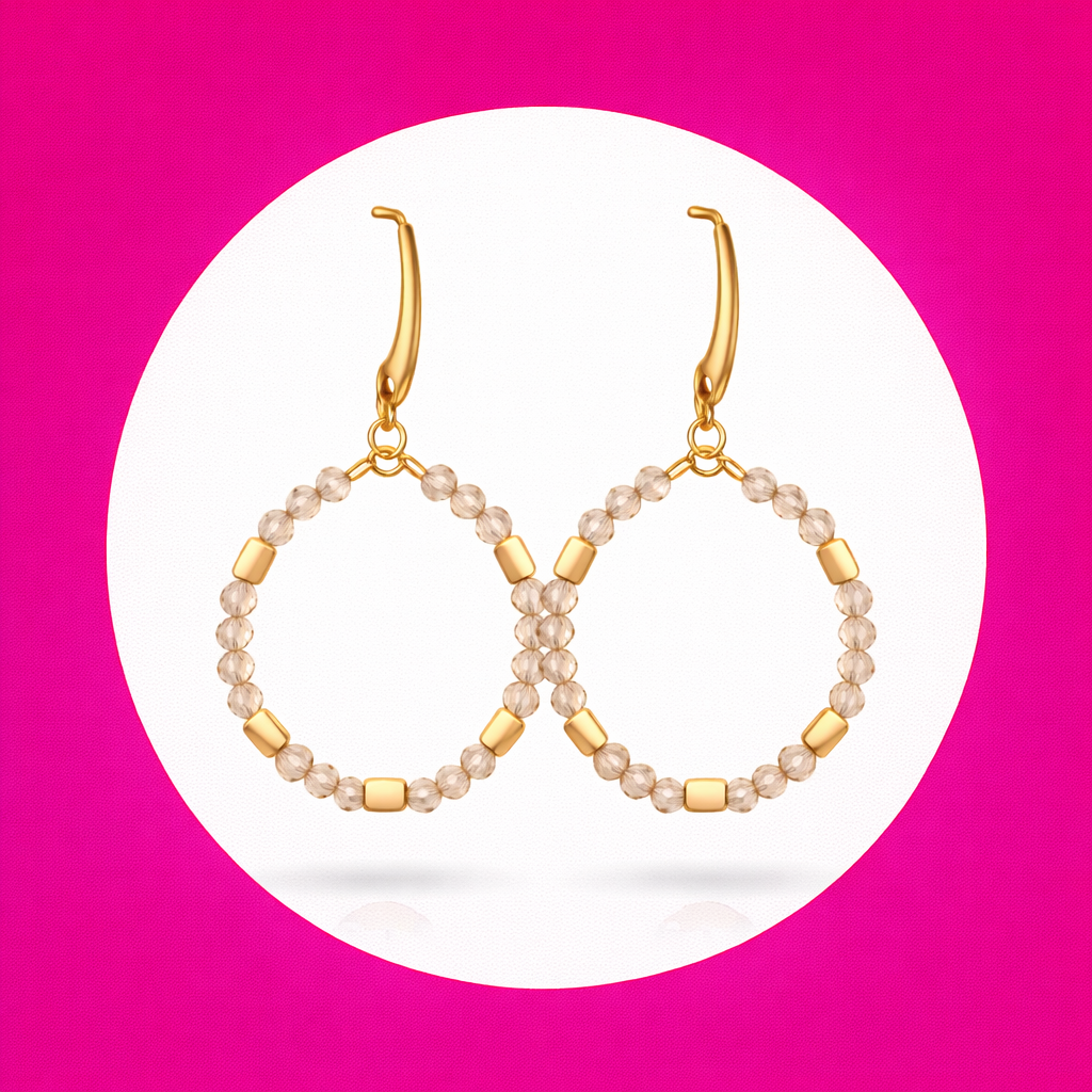 Boucles d'oreilles Mandala en perles de verre abricot (2)