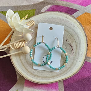 Boucles d'oreilles Mandala en perles de verre turquoise (1)