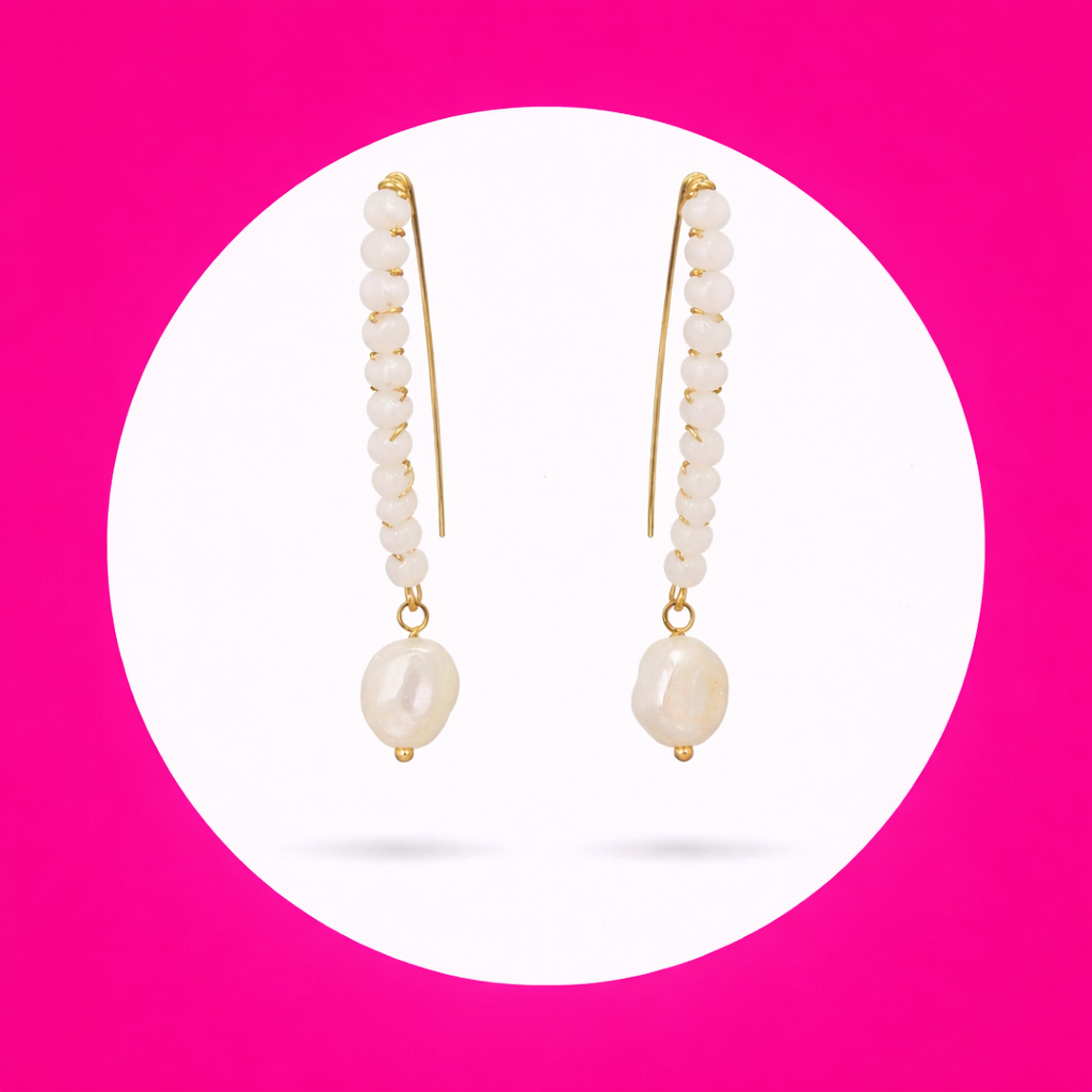 Boucles d'oreilles Melissa en perles de verre blanc (2)