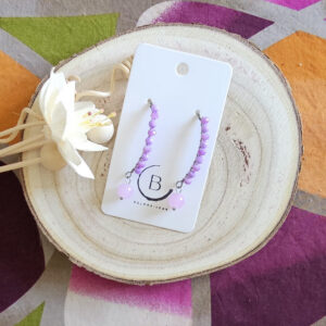 Boucles d'oreilles Melissa en perles de verre mauve (1)