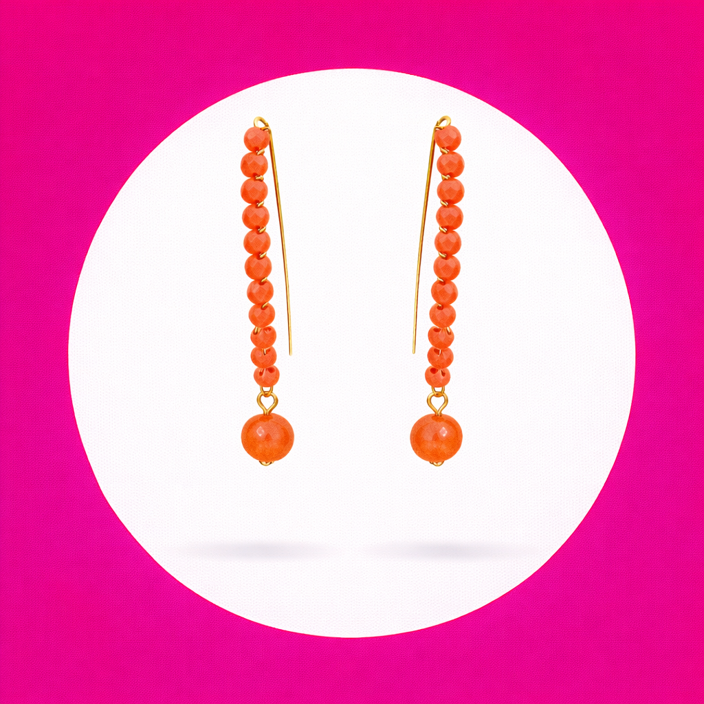 Boucles d'oreilles Melissa en perles de verre saumon (2)