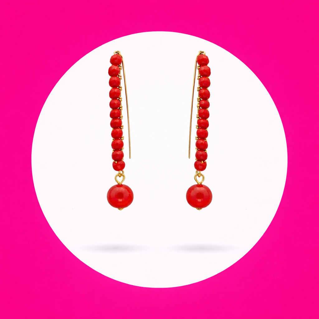 Boucles d'oreilles Melissa en perles de verre saumon (4)