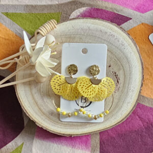 Boucles d'oreilles Nina en perles de verre jaune. (1)