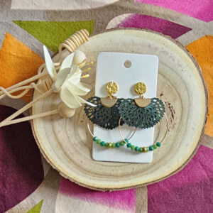 Boucles d'oreilles Nina en perles de verre vert (1)