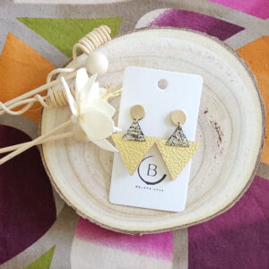 Boucles d'oreilles Siena cuir doré jaune (1)