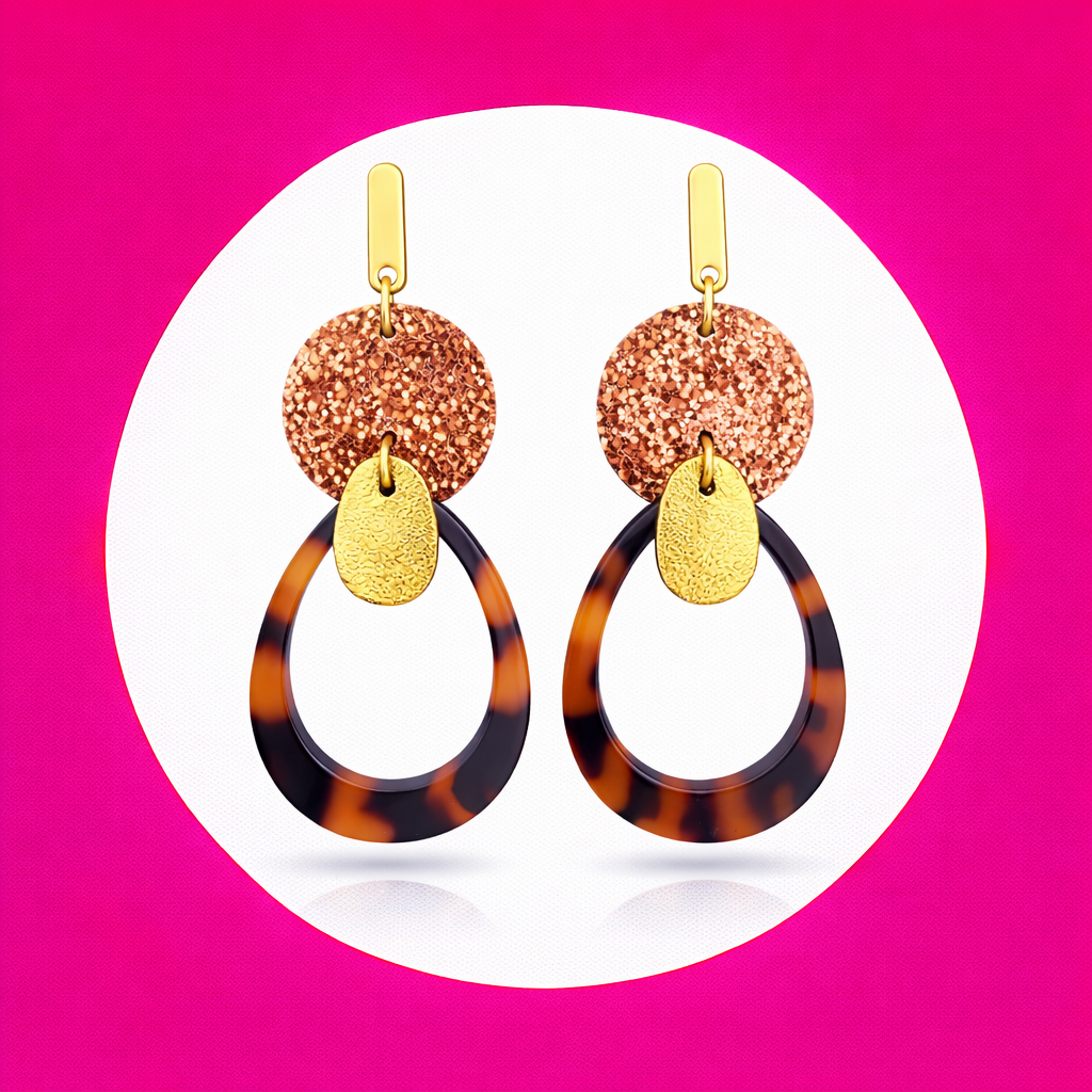 Boucles d'oreilles Stella en cuir bronze marron (2)