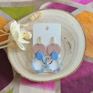 Boucles d'oreilles Stella en cuir rose bleu (1)