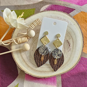 Boucles d'oreilles Sunset en cuir doré bronze (1)