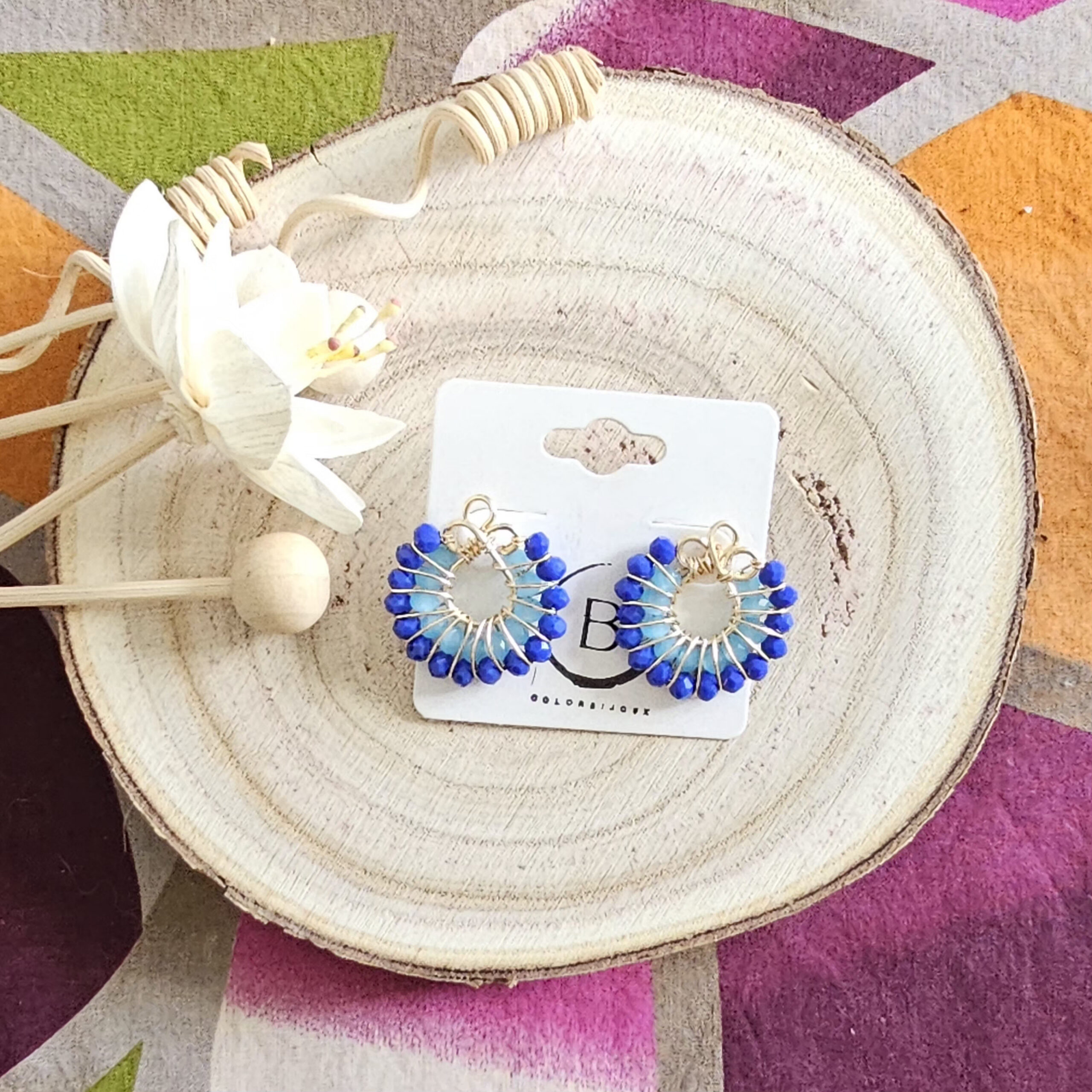 Boucles d'oreilles Sweety en perles de verre bleu (1)