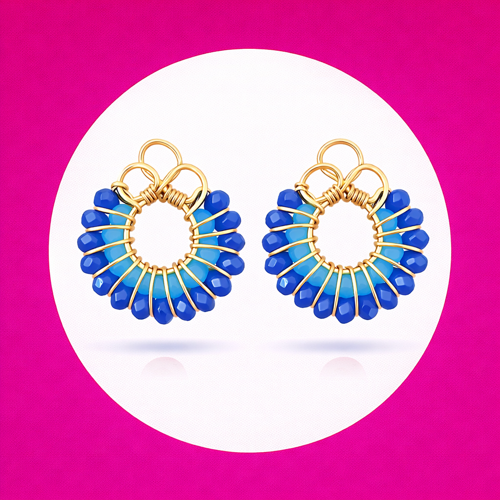 Boucles d'oreilles Sweety en perles de verre bleu (2)