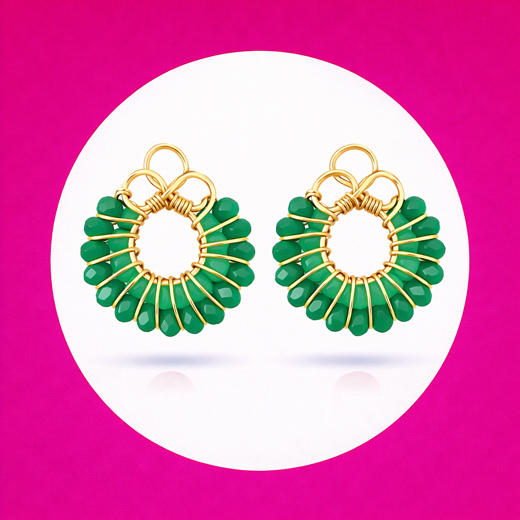 Boucles d'oreilles Sweety en perles de verre vert (2)