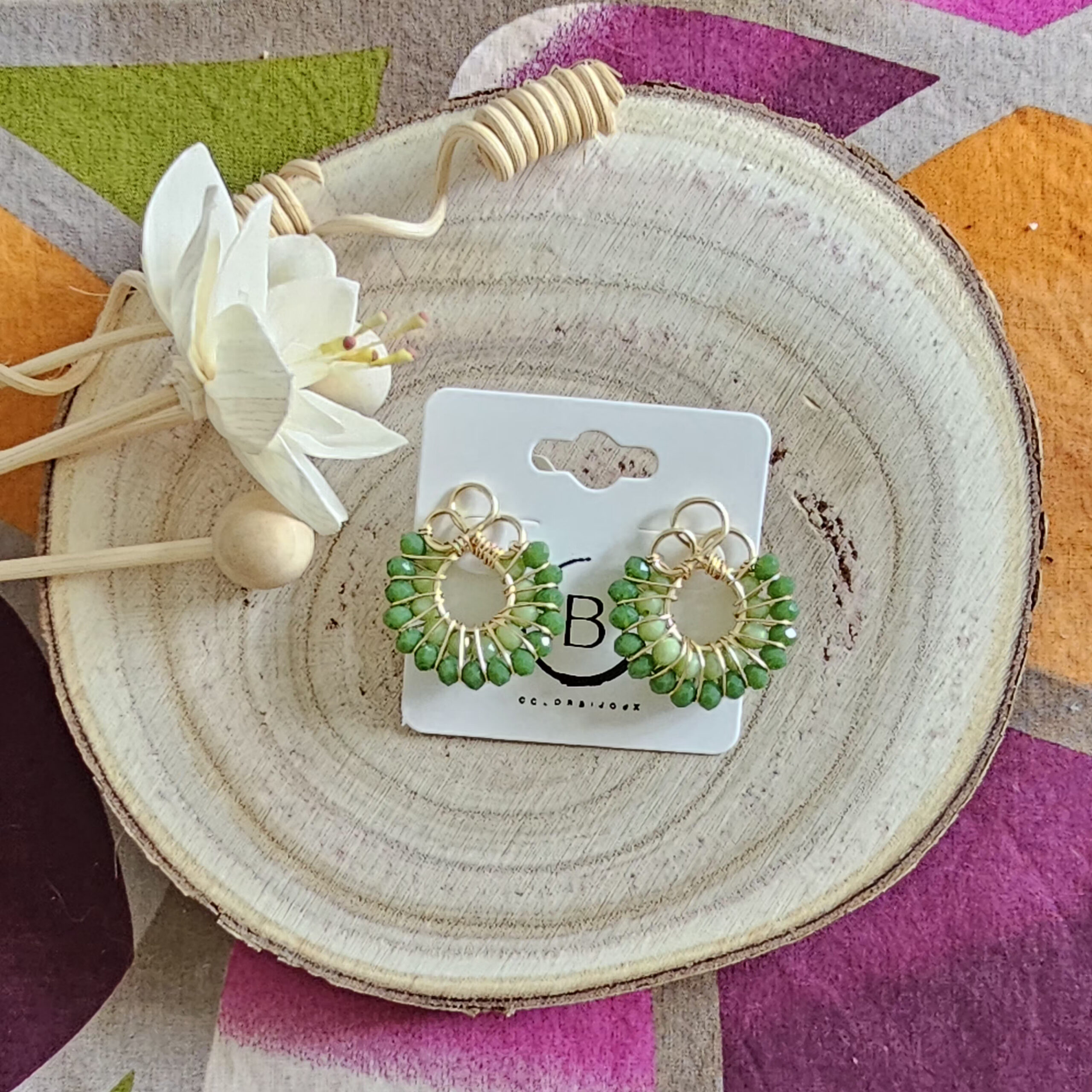 Boucles d'oreilles Sweety en perles de verre vert citron (1)