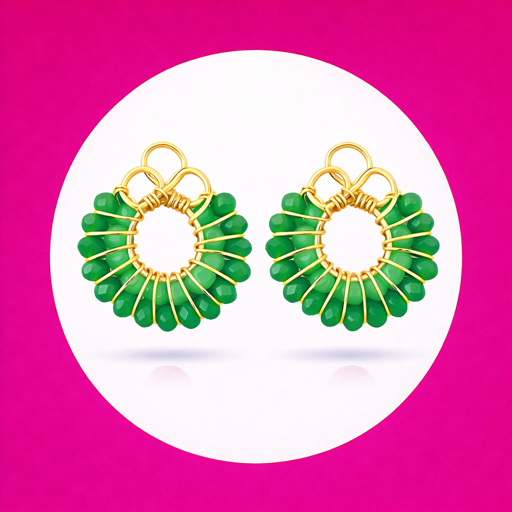 Boucles d'oreilles Sweety en perles de verre vert citron (2)